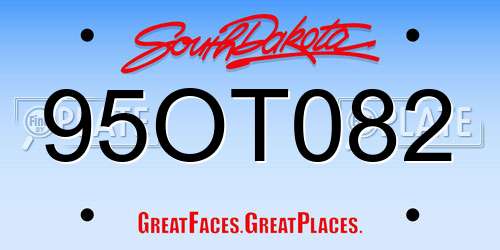 95OT082 South Dakota License Plate