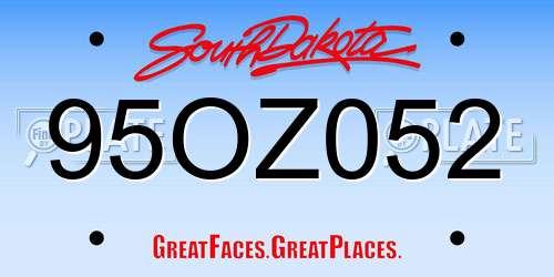 95OZ052 South Dakota License Plate