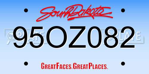95OZ082 South Dakota License Plate