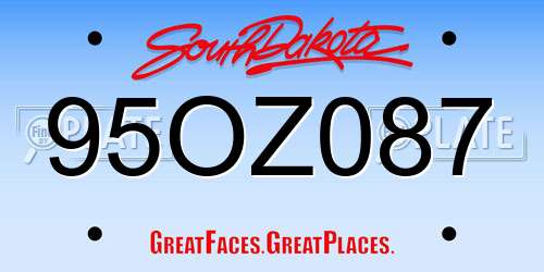 95OZ087 South Dakota License Plate