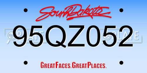 95QZ052 South Dakota License Plate