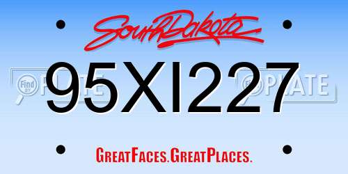 95XI227 South Dakota License Plate