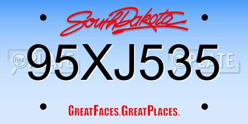 95XJ535 South Dakota License Plate