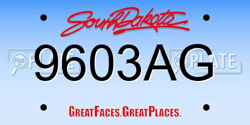 9603AG South Dakota License Plate