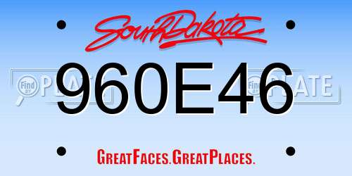 960E46 South Dakota License Plate