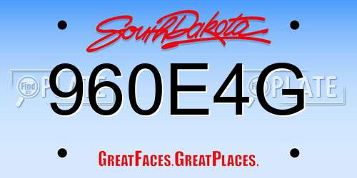 960E4G South Dakota License Plate