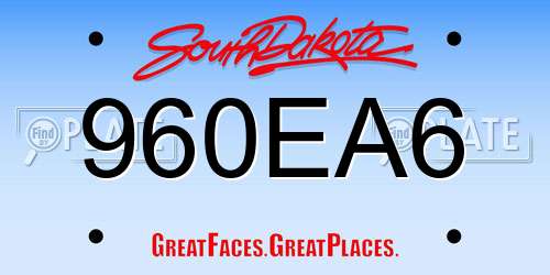 960EA6 South Dakota License Plate