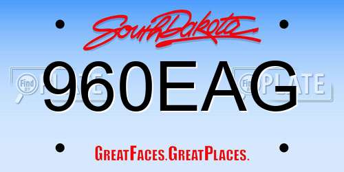 960EAG South Dakota License Plate