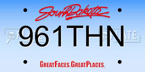 961THN South Dakota License Plate