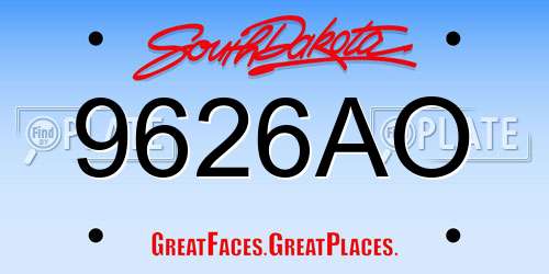9626AO South Dakota License Plate