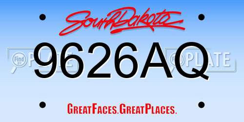 9626AQ South Dakota License Plate