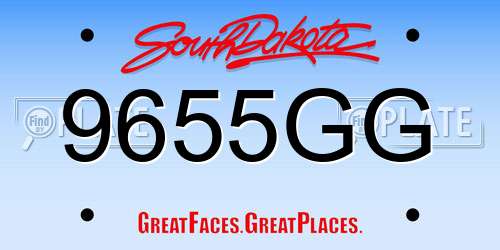 9655GG South Dakota License Plate