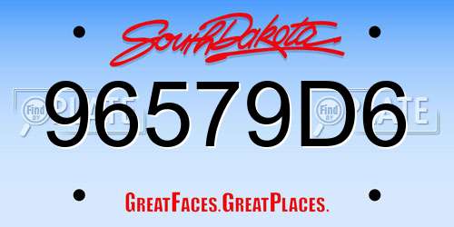 96579D6 South Dakota License Plate