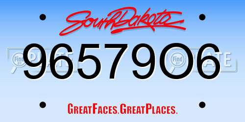 96579O6 South Dakota License Plate