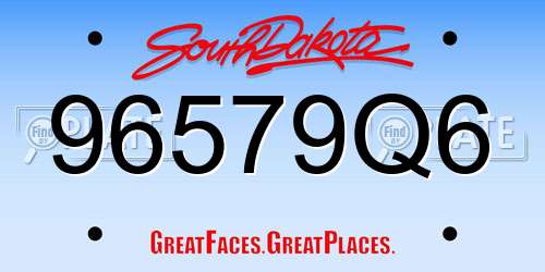 96579Q6 South Dakota License Plate
