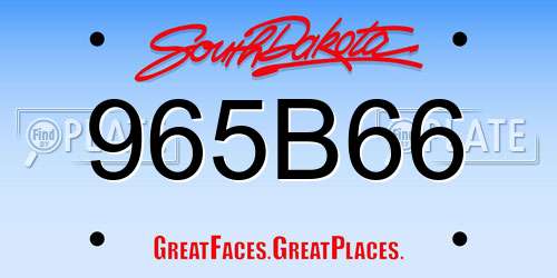 965B66 South Dakota License Plate