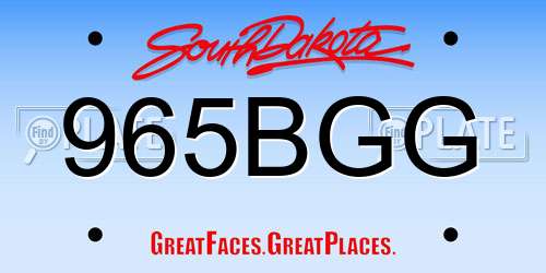 965BGG South Dakota License Plate