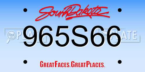 965S66 South Dakota License Plate