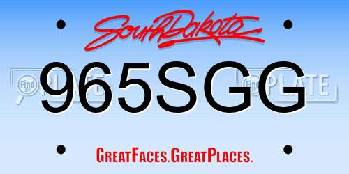 965SGG South Dakota License Plate
