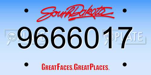 9666017 South Dakota License Plate