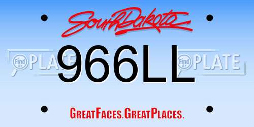 966LL South Dakota License Plate
