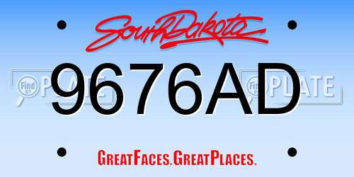 9676AD South Dakota License Plate