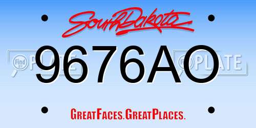 9676AO South Dakota License Plate
