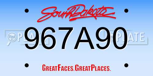 967A90 South Dakota License Plate