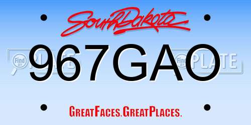 967GAO South Dakota License Plate