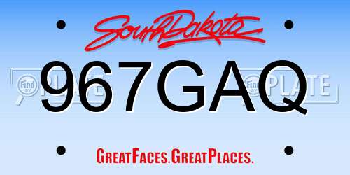 967GAQ South Dakota License Plate
