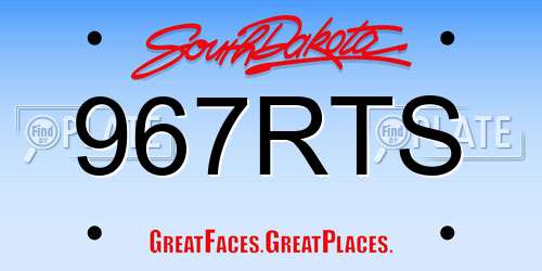 967RTS South Dakota License Plate