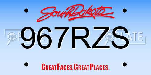 967RZS South Dakota License Plate