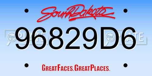 96829D6 South Dakota License Plate