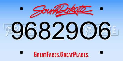96829O6 South Dakota License Plate