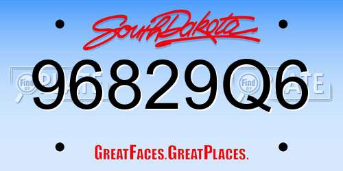 96829Q6 South Dakota License Plate