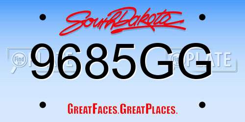 9685GG South Dakota License Plate