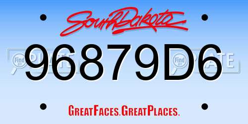 96879D6 South Dakota License Plate