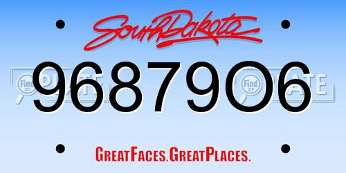 96879O6 South Dakota License Plate
