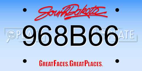 968B66 South Dakota License Plate