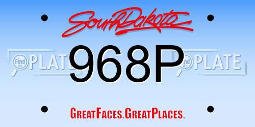 968P South Dakota License Plate