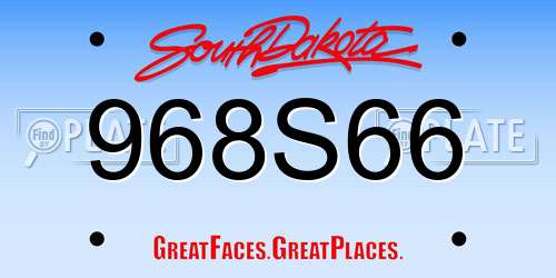 968S66 South Dakota License Plate