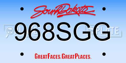 968SGG South Dakota License Plate