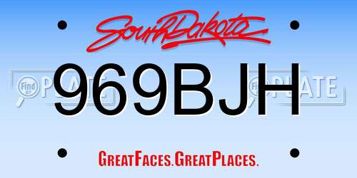 969BJH South Dakota License Plate