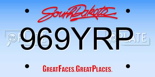 969YRP South Dakota License Plate