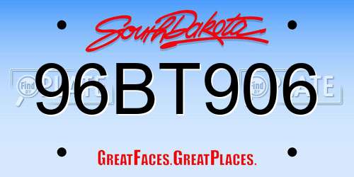 96BT906 South Dakota License Plate