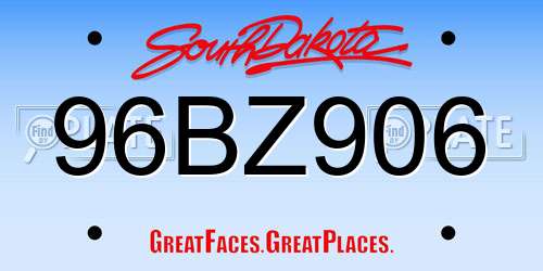 96BZ906 South Dakota License Plate