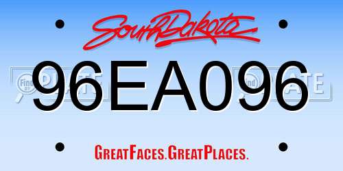 96EA096 South Dakota License Plate