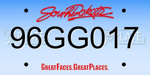 96GG017 South Dakota License Plate