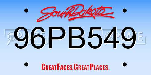 96PB549 South Dakota License Plate