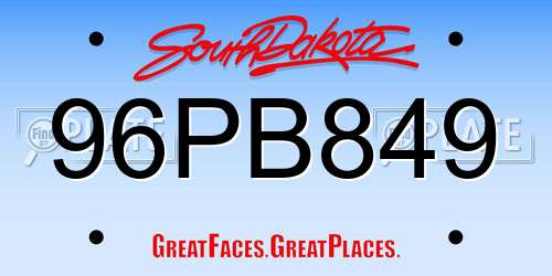 96PB849 South Dakota License Plate